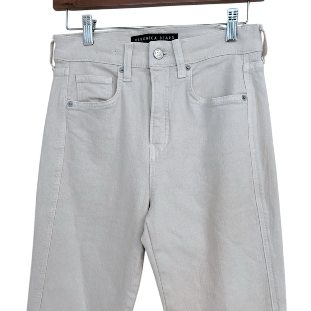 Veronica Beard Cream Wide-Leg Flare Jeans - Picture 8 of 16